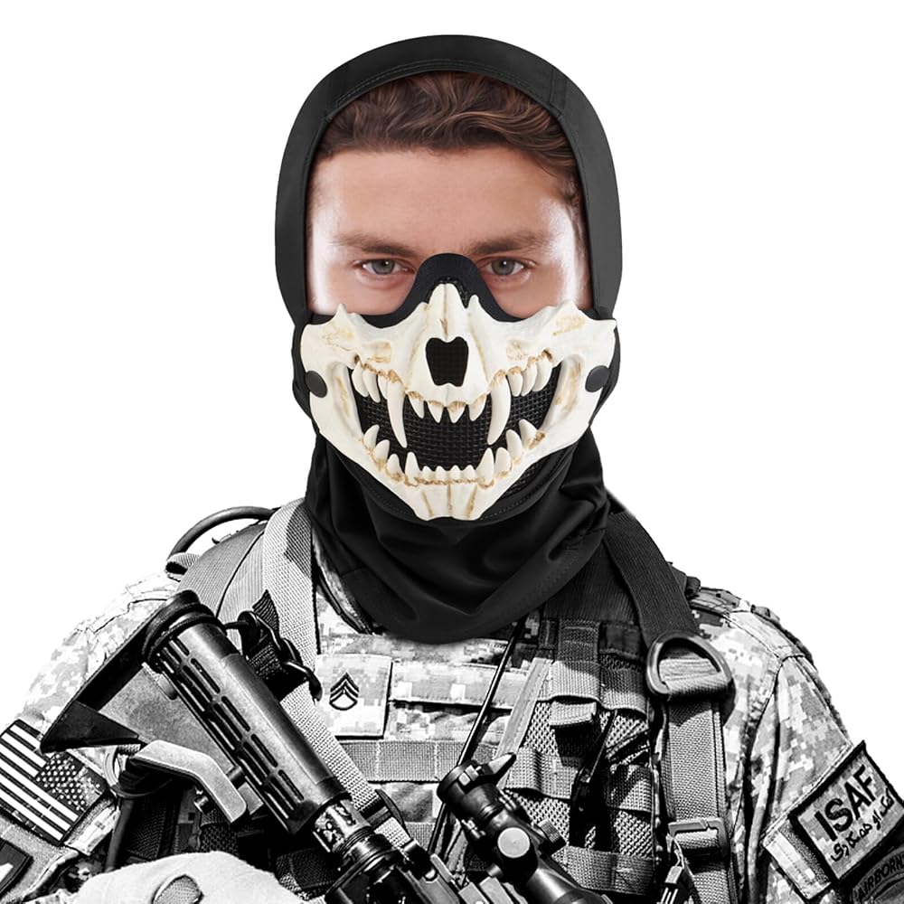 ( Man着用)faccies 25SS skeleton mesh Amazon.com : Guayma Airsoft Half Face Skull Masks Tactical